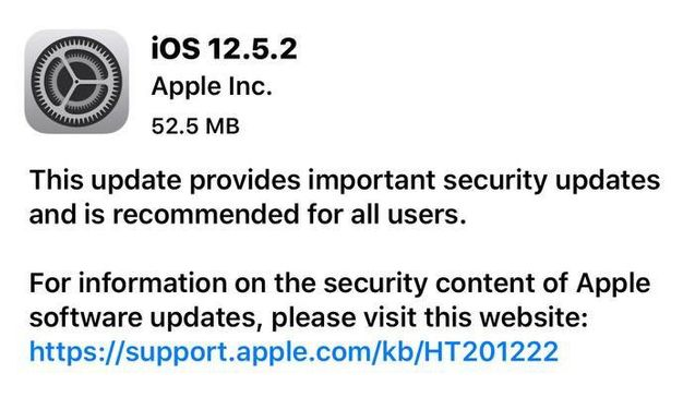 枝江苹果手机维修分享iOS12.5.2发布，建议所有老苹果用户安装 